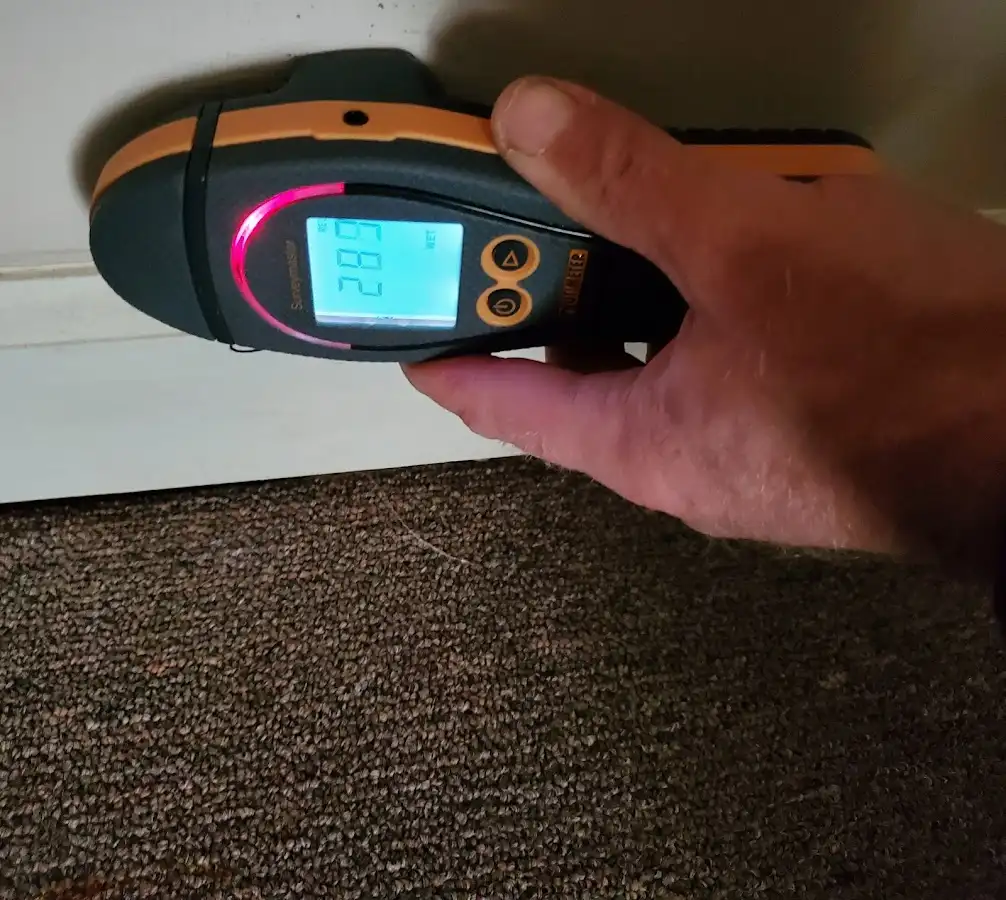 Moisture detection at baseboard during Sewage Cleanup & Sanitation in Sugar Hill