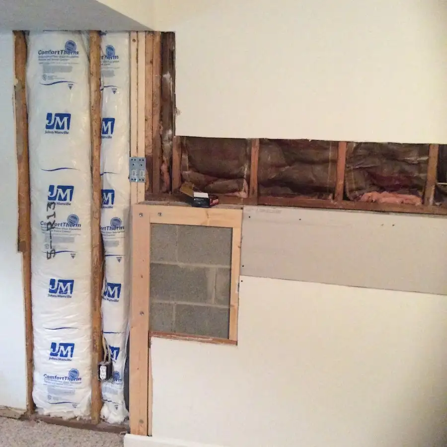 Wall insulation replacement during Basement Flood Cleanup in Sugar Hill
